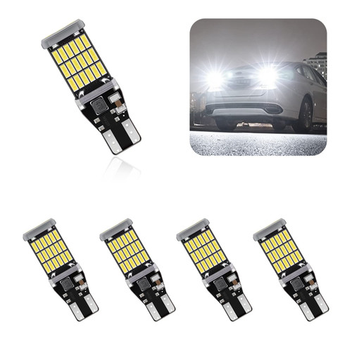 beypovk 4 PCS Super Bright 921 LED Reverse Lights, Error Free 45SMD-4014 Chipsets, 921 912 906 W16W T15 LED Bulbs for Car Truck Backup Reverse Ligh (White)