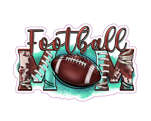 WickedGoodz Football Mom Vinyl Decal - Cowhide Football Bumper Sticker - for Laptops Tumblers Windows Cars Trucks Walls