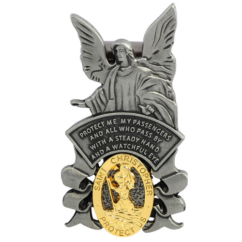 Aleiport St Christopher Medal for Car, Saint Christopher Visor Clip Guardian Angel Visor Accessories Bless Driving Safety Gifts for New Driver, Family, Friends