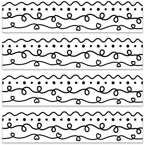60 Pieces Bulletin Board Borders Squiggles and Dots Die Cut Border Trim for Teachers Painted Dots Black Bulletin Board Border for School Classroom Chalkboard Wall Party Office Decor (Classic Design)