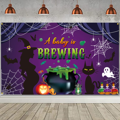 PTFNY Halloween A Baby is Brewing Backdrop Banner Halloween Baby Shower Decorations for Baby Shower Costume Birthday Party Supplies Decorations Banner Photo Booth Props Gender Reveal Party Supplies PTFNY Halloween A Baby is Brewing Backdrop Banner Halloween Baby Shower Decorations for Baby Shower Costume Birthday Party Supplies Decorations Banner Photo Booth Props Gender Reveal Party Supplies