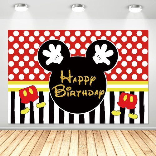 HIPVVILD Mickey Birthday Party Backdrop Supplies - Mickey Theme Mouse Birthday Background Banner Decorations, Mickey Theme 1st 2nd 3rd Birthday Background Photo Booth Banner | 5x3ft