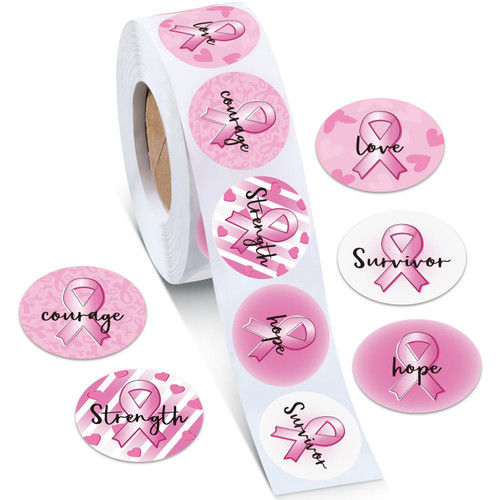 Teling 1000 Pcs Red Ribbon Week Stickers Pink Ribbon Awareness Stickers for Heart Aids HIV Awareness and Women Breast Cancer for Fundraising School Events Campaigns Support Groups (Classic)