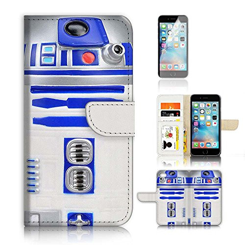 (For iPhone 8/iphone 7) Wallet Case Cover & Screen Protector Bundle! A0716 Starwars R2 D2