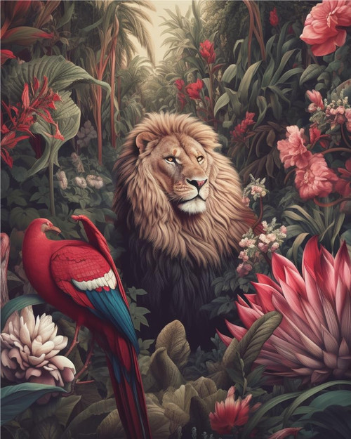 Kaliosy 5D Diamond Painting Kits for Adult Lion Bird Flower by Number Kits, Paint with Diamonds Art Animals DIY Full Drill, Crystal Craft Cross Stitch Embroidery Decoration (12x16inch) 30x40cm