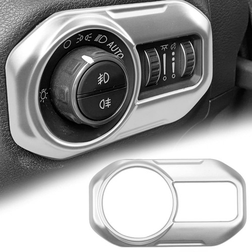Kujunpao Car Headlight Control Panel Sticker Frame Decor Cover Trim Compatible for Jeep Wrangler JL 2018-2021 ABS (Silver)