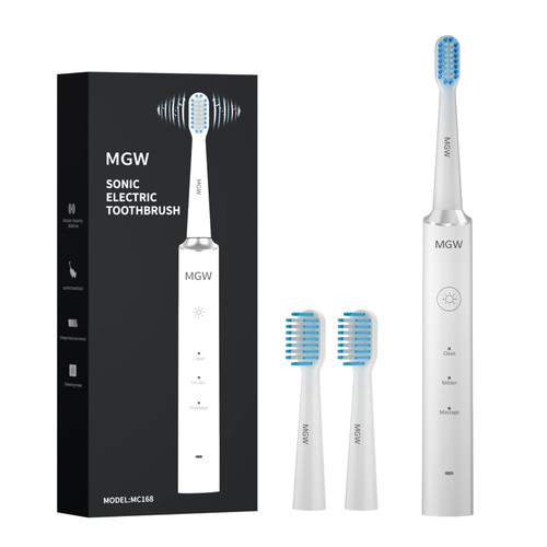 MGW Electric Toothbrush for Adults, Rechargeable Sonic Electric Toothbrushes with Smart Timer, 3 Modes, 2 Replacement Brush Heads, IPX7 Waterproof, One Charge for 60 Days (White) MGW Electric Toothbrush for Adults, Rechargeable Sonic Electric Toothbrushes with Smart Timer, 3 Modes, 2 Replacement Brush Heads, IPX7 Waterproof, One Charge for 60 Days (White)
