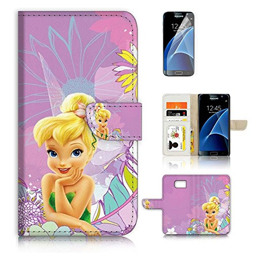 ( For Samsung S7 , Galaxy S7 ) Flip Wallet Case Cover & Screen Protector Bundle - A8462 TinkerBell