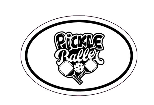 Wickedgoodz Oval Pickleballer Vinyl Decal - Pickle Ball Bumper Sticker - for Laptops Tumblers Windows Cars Trucks Walls
