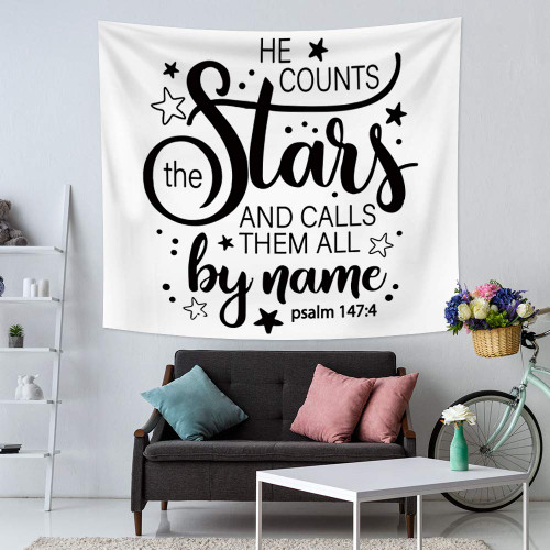 YongFoto 33.9x27.6 inches Bible Verse Christian Quote Tapestry Handwriting Calligraphy Wall Hanging Black White Modern Home Simple Tapestry He Counts The Stars And Calls Them All By Name Tapestry YongFoto 33.9x27.6 inches Bible Verse Christian Quote Tapestry Handwriting Calligraphy Wall Hanging Black White Modern Home Simple Tapestry He Counts The Stars And Calls Them All By Name Tapestry