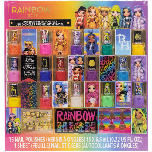 Townley Girl Rainbow High Peel- Off Nail Polish Activity Set for Girls, Ages 6+ With 15 Nail Polish Colors, Toe Spacers and Nail Stickers, for Parties, Sleepovers and Makeovers Townley Girl Rainbow High Peel- Off Nail Polish Activity Set for Girls, Ages 6+ With 15 Nail Polish Colors, Toe Spacers and Nail Stickers, for Parties, Sleepovers and Makeovers
