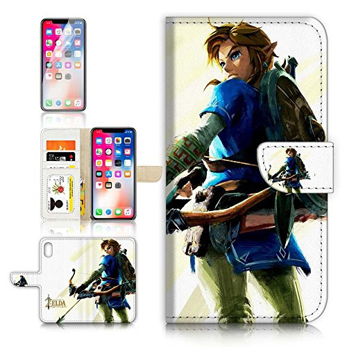 ( For iPhone X ) Flip Wallet Case Cover & Screen Protector Bundle - A21401 Legend of Zelda