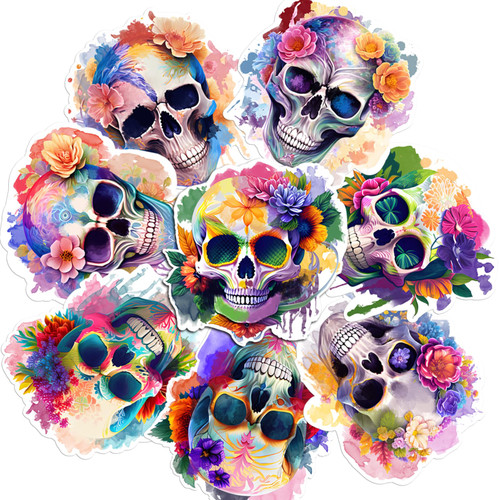 48 Pieces Watercolor Flower Sugar Skull Day of The Dead Stickers Colorful Sugar Skull Decal Waterproof Vinyl Stickers for Mexican Day of The Dead Party Decoration 48 Pieces Watercolor Flower Sugar Skull Day of The Dead Stickers Colorful Sugar Skull Decal Waterproof Vinyl Stickers for Mexican Day of The Dead Party Decoration