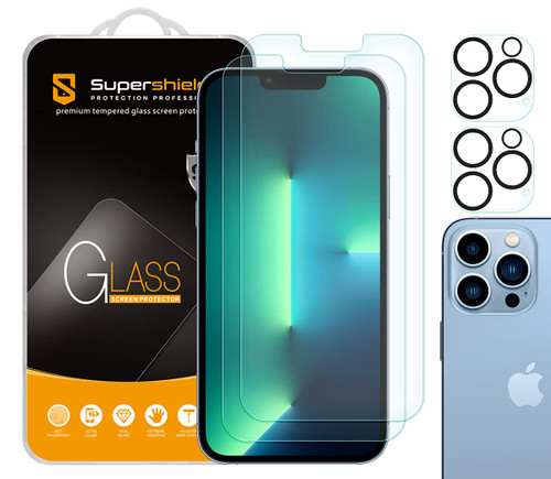 Supershieldz (2 Pack) Anti Glare (Matte) Screen Protector Designed for iPhone 13 Pro Max (6.7 inch)+ Camera Lens [Tempered Glass] Anti Scratch, Bubble Free
