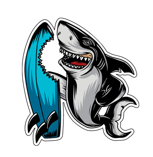 WickedGoodz Shark Vinyl Decal - Surfing Bumper Sticker - for Laptops Tumblers Windows Cars Trucks Walls WickedGoodz Shark Vinyl Decal - Surfing Bumper Sticker - for Laptops Tumblers Windows Cars Trucks Walls