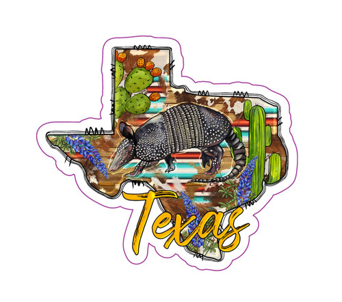 Wickedgoodz Texas Armadillo Vinyl Decal - Western Bumper Sticker - for Laptops Tumblers Windows Cars Trucks Walls