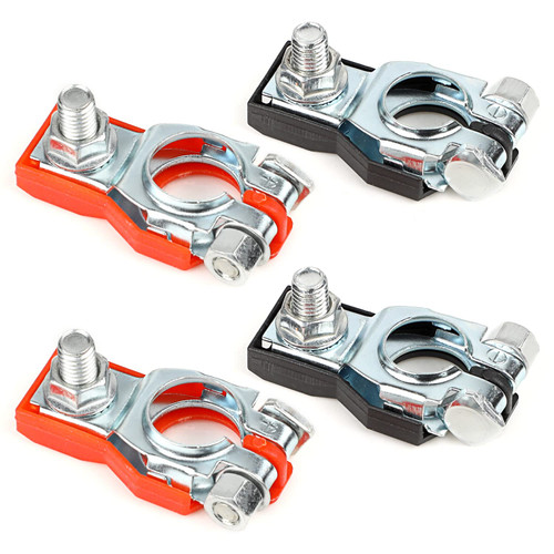 4PCS Battery Terminals for Nissan - Compatible with Maxima, Rouge, Sentra, Murano - Includes Positive and Negative Terminals with Plastic Covers - Replaces 243407F000 and 243407F001