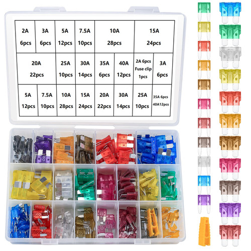 Car Fuses Assortment Kit, 300pcs Standard & Mini Blade Automotive Fuse with Fuse Puller, for Car/RV/Marine/Truck/Automotive Fuses Kit - 2A/3A/5A/7.5A/10A/15A/20A/25A/30A/35A/40A