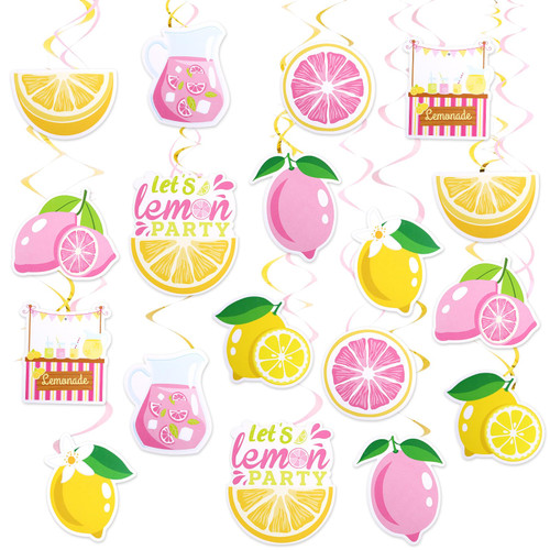 Whaline 30Pcs Lemon Hanging Swirl Decorations Lemon Lemonade Party Hanging Decor for Fruit Party Baby Shower Party Decoration Supplies Lemon Birthday Party Celling Home Office Decor