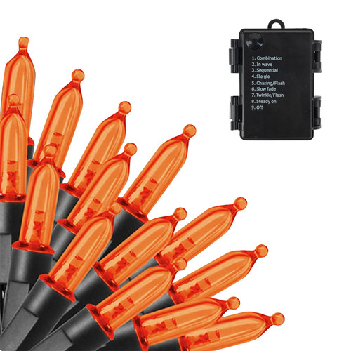 FUNPENY 50 LED Halloween Lights, 16 FT Mini String Light with 8 Modes, Waterproof Tree Lights for Outdoor Indoor Patio Garden Party Wedding Halloween Decorations (Orange, 1)