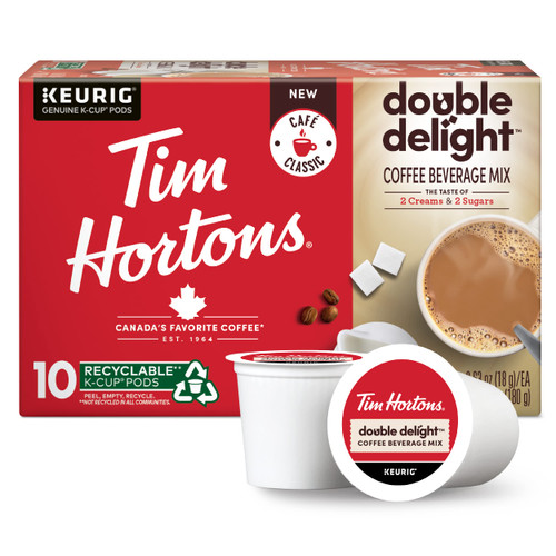 Tim Hortons Double Delight Coffee, Single-Serve K-Cup Pods Compatible with Keurig Brewers, 10ct K-Cups