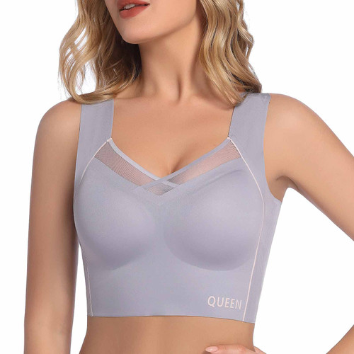 Yadalky Women's Wireless Bra Full Coverage Smoothing Underoutfit Ladies Bras Seamless Stretch Wirefree Lightly Bra (as1, Alpha, l, Regular, Regular, Silver Gray)