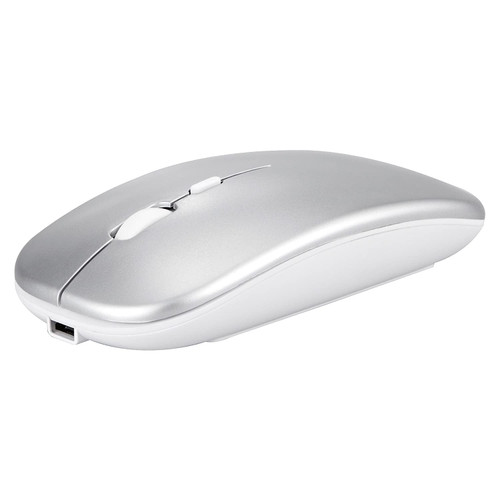 Wireless Bluetooth Mouse for Apple iPad iPhone MacBook Android Samsung Tablet Phone Dual-Mode Rechargeable 2.4G Portable Computer Mice for Windows Laptop Notebook PC Mac Desktop USB Receiver (Silver)