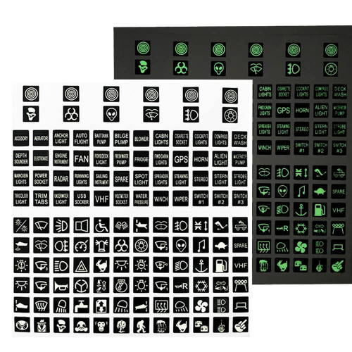 BACAUTOPARTS 2 PCS 132 Luminous Stickers for Dashboard Central Console Switch Panel Glow in The Dark Sticker Label Decal for Car Boat Jeep Trailer