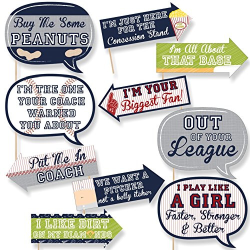 Funny Batter Up - Baseball - Baby Shower or Birthday Party Photo Booth Props Kit - 10 Piece