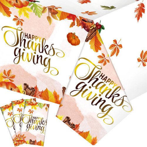 UROINEPA Fall Tablecloths 3 Pieces Thanksgiving Maple Leaf Pumpkin Tablecloths Autumn Tablecover for Thanksgiving Party Decorations Home Fall Themed Party Supplies(54 x 108 Inch)