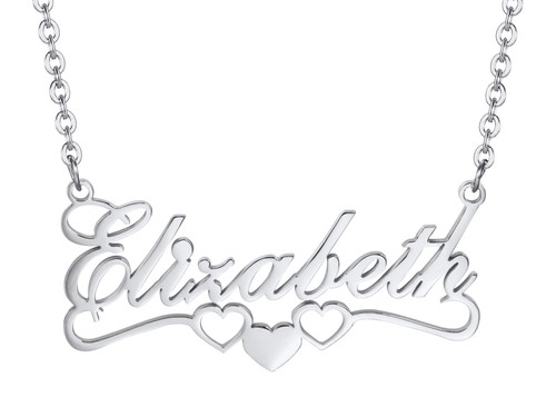 Personalized Name Necklace for Women, Custom Name Necklaces, Silver Stainless Steel Girls Heart Nameplate Pendant Necklace, Gift for Mother Girlfriend, Anniversary Mother's Day Gift Personalized Name Necklace for Women, Custom Name Necklaces, Silver Stainless Steel Girls Heart Nameplate Pendant Necklace, Gift for Mother Girlfriend, Anniversary Mother's Day Gift