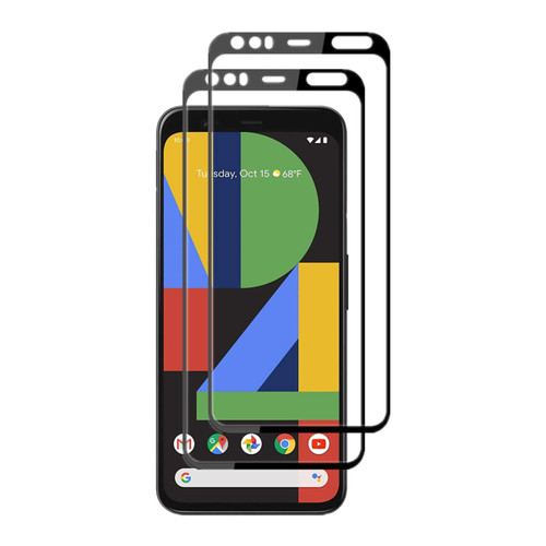 VIESUP for Pixel 4 Black Silk Screen Protector, [2PACK] Full Coverage Anti-scratch Case Friendly Screen Tempered Glass Protective Film for Google Pixel 4 G020I G020M G020N (5.7-INCH)