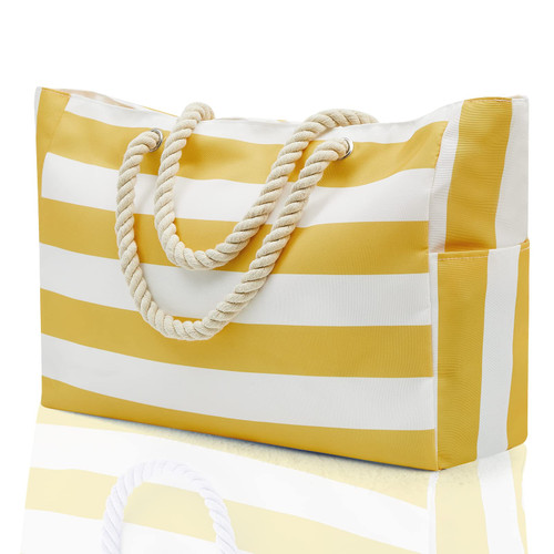 CYMULA Beach Bag, Large Beach Tote Bag for Women- Waterproof Sandproof Canvas Beach Tote bag with Zipper for Pool Travel