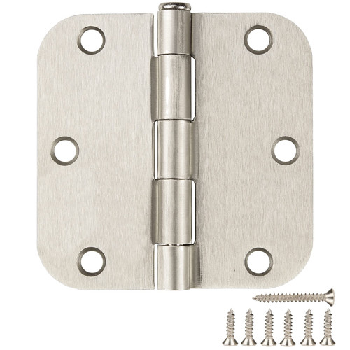 NANDSQ 6 Pack Brushed Nickel Door Hinges 3.5 Inch x 3.5 Inch Door Hinges Satin Nickel 3-1/2" with 5/8" Radius Corner Rounded Interior Door Hinges NANDSQ 6 Pack Brushed Nickel Door Hinges 3.5 Inch x 3.5 Inch Door Hinges Satin Nickel 3-1/2" with 5/8" Radius Corner Rounded Interior Door Hinges