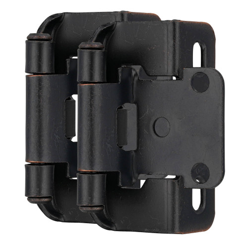Vallecloud 4 Pack (2 Pair) Oil Rubbed Bronze Cabinet Hinges for Kitchen Cabinet Door, Partial Wrap Self Closing 1/2" Overlay Kitchen Cabinet Hinges, Semi Hidden Cabinet Hinge for Cabinet Doors