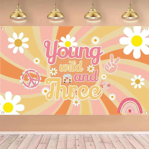 Three Groovy Birthday Decorations Young and Wild Three Backdrop Banner Retro Hippie Boho Girl 3rd Birthday Party Photo Background for Daisy Flower Floral Party,3rd Birthday Supplies,Groovy Party Three Groovy Birthday Decorations Young and Wild Three Backdrop Banner Retro Hippie Boho Girl 3rd Birthday Party Photo Background for Daisy Flower Floral Party,3rd Birthday Supplies,Groovy Party
