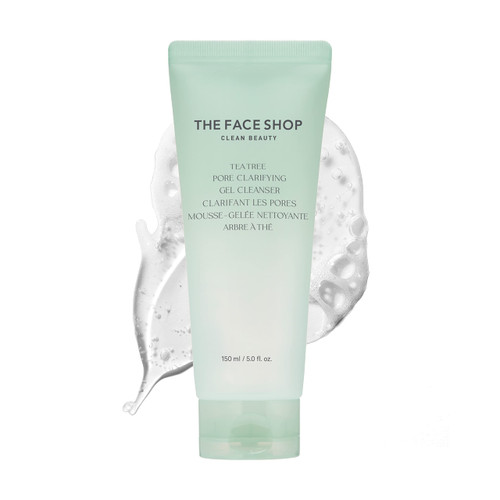 THE FACE SHOP Tea Tree Pore Clarifying Gel Cleanser | Gentle Facial Foam Cleanser for Acne-Prone Skin | Removes Excessive Sebum with Soothing Effect | 5.0 fl. Oz,K-Beauty THE FACE SHOP Tea Tree Pore Clarifying Gel Cleanser | Gentle Facial Foam Cleanser for Acne-Prone Skin | Removes Excessive Sebum with Soothing Effect | 5.0 fl. Oz,K-Beauty