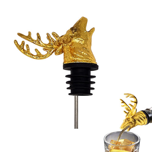 Wine Aerator Pourer, Stainless Steel Liqour Pourer with Bottle Stopper Retro Style Premium Wine Pourer Bottle Pour Spout Stopper (Glod Deer)