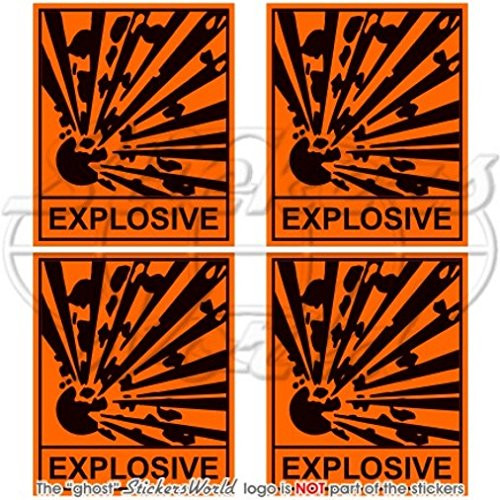 EXPLOSIVE Safety Warning Sign Explosion Danger 2" (50mm) Vinyl Stickers, Decals x4