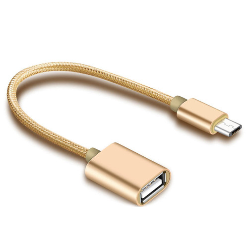 1pc Micro USB OTG Cable to USB Adapter OTG Charging Micro Charger Data Cable Converter for Xiaomi for Samsung for Huawei (Gold)