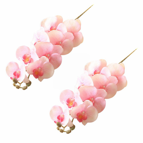 FRAKYEN 2PCS Artificial Silk Phalaenopsis Flowers Artificial Orchid Flowers Stem Plants Phalaenopsis Wedding Flower Art Decoration for DIY Home Garden Table Decor