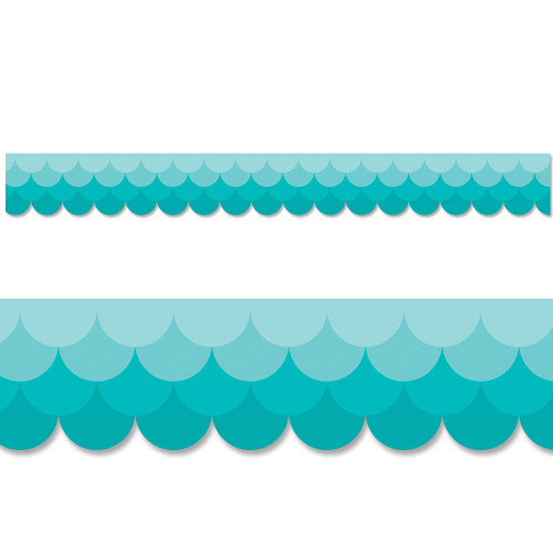 CTP Ombre Turquoise Scallops Bulletin Board EZ Border (Creative Teaching Press 10533)