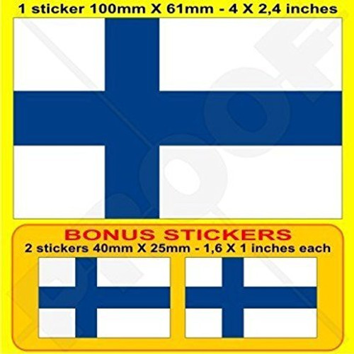 FINLAND Finnish National Flag SUOMI 4" (100mm) Vinyl Bumper Sticker, Decal x1 +2 BONUS