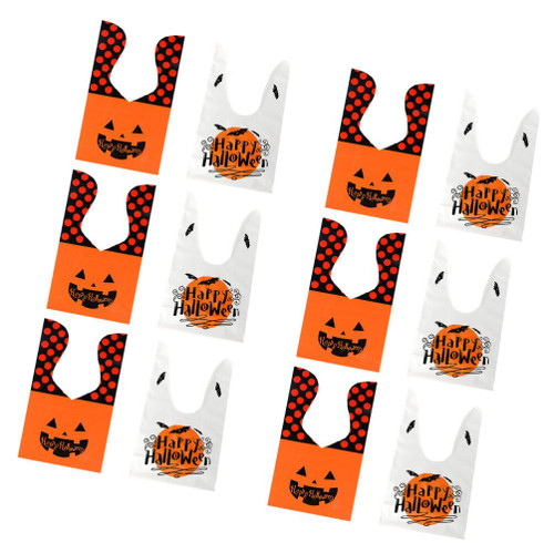 GLEAVI 50pcs halloween candy bag Halloween Goody Bag Bunny Treat Bag Halloween Treat Bag Halloween Rabbit Ear Candy Bag Halloween Bunny Candy Bag pumpkin plastic drawstring bag