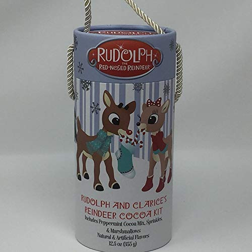 Rudolph The Red Nose Reindeer and Clarices Reindeer Peppermint Cocoa Kit with Marshmallows and Sprinkles - 12.5 oz - in Gift Box with Ribbon Handle