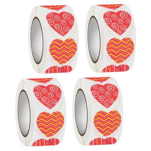 MAGICLULU Valentine 4 Rolls Heart Seal Labels for Envelopes Seal Stickers De Sticker Labels Wedding Decor Glitter Red Sealing Labels Candy Bag Gift Copper Plate Stickers Heart Stickers