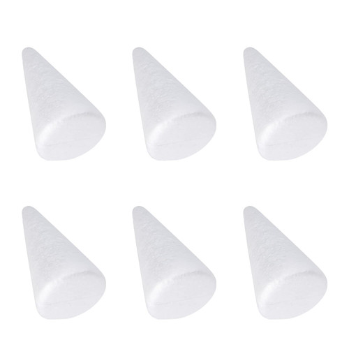 Happyyami Foam Cones 6pcs Christmas Foam Cone for DIY Arts and Crafts White Polystyrene Cone Shapes Small 24.5cm Cones Christmas Tree Crafts Table Centerpiece Decor