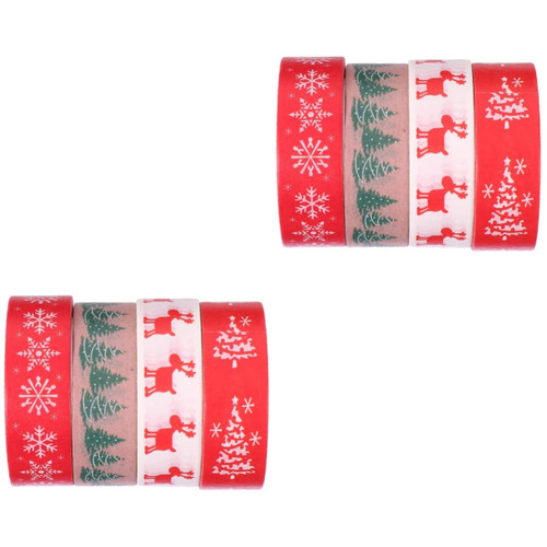 BESTOYARD 8 Rolls DIY Christmas Stickers Mini Christmas Cards Chrismas Gifts Scrapbook Tape Scrapbooking Tape washi Tape for Scrapbooking Wide washi Tape Child Christmas Tree self Made Paper