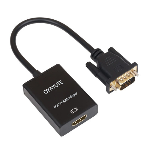 OYAYUTE VGA to HDMI Adapter with Audio, 1080P Male VGA to Female HDMI Converter Cable for Computer, Desktop, Laptop, PC, Monitor, Projector, HDTV