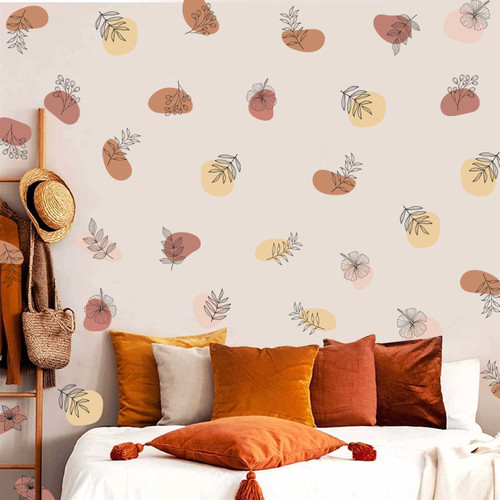 Colorful Line Wall Decals Art Polka Dots Wall Sticker Boho Wall Decals Peel and Stick Modern Line Wall Decal Bedroom Decor,Irregular Dots Wall Sticker for Kids Room Girl Room Living Room Nursery Decor